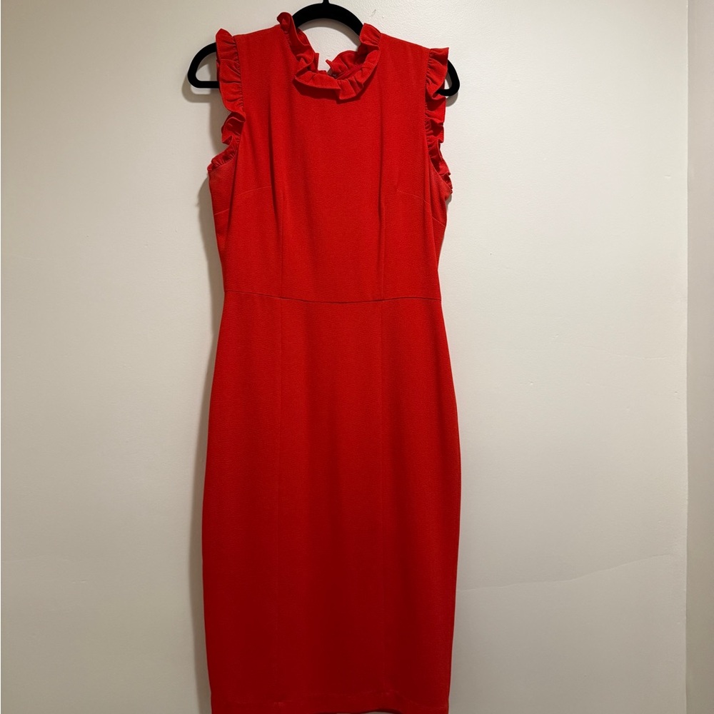 Maggy London Vibrant Red Ruffle Midi Dress